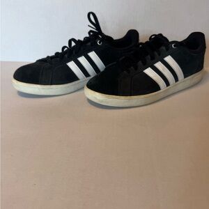 Men’s Adidas Classic cloudfoam advantage Black with White Stripes suade sneakers